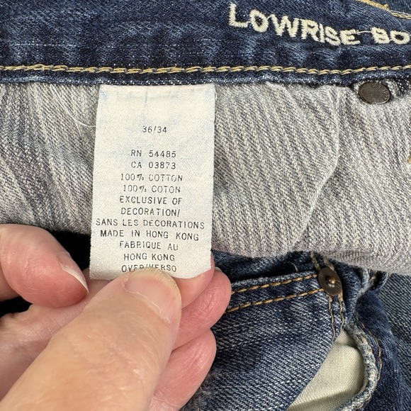 American Eagle Mens Jeans Low Rise Bootcut Button Fly Distressed 36x34 Med Wash - Picture 5 of 15